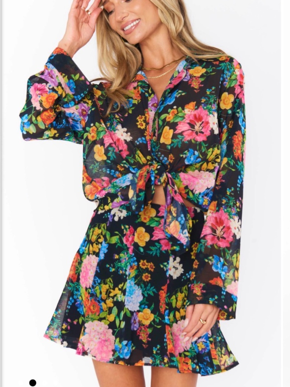 Show Me Your MuMu Midnight Botanical Blouse & Skirt Set